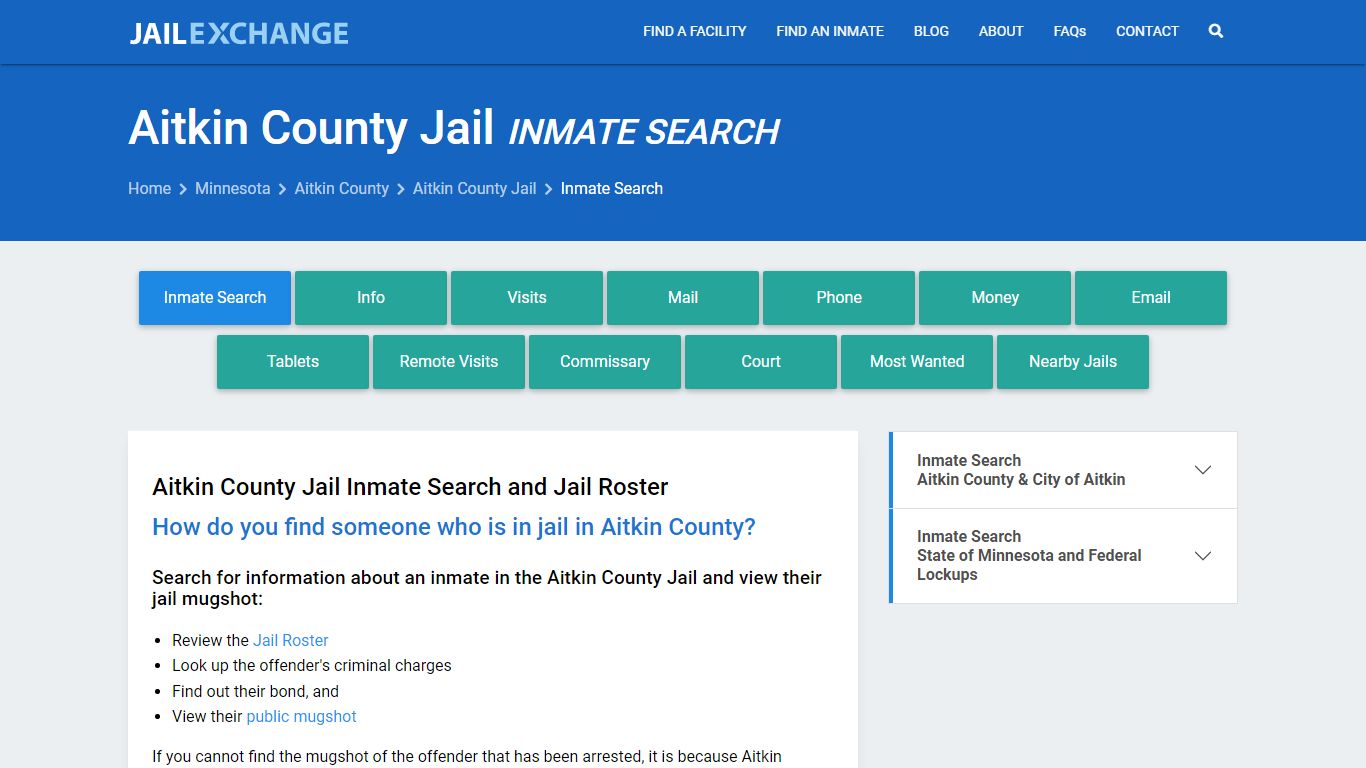 Inmate Search: Roster & Mugshots - Aitkin County Jail, MN